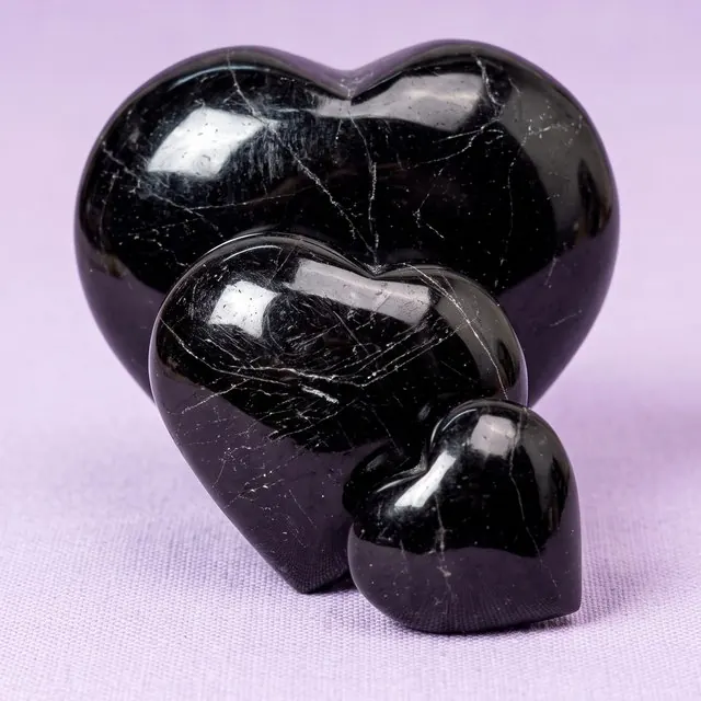 Black tourmaline hearts