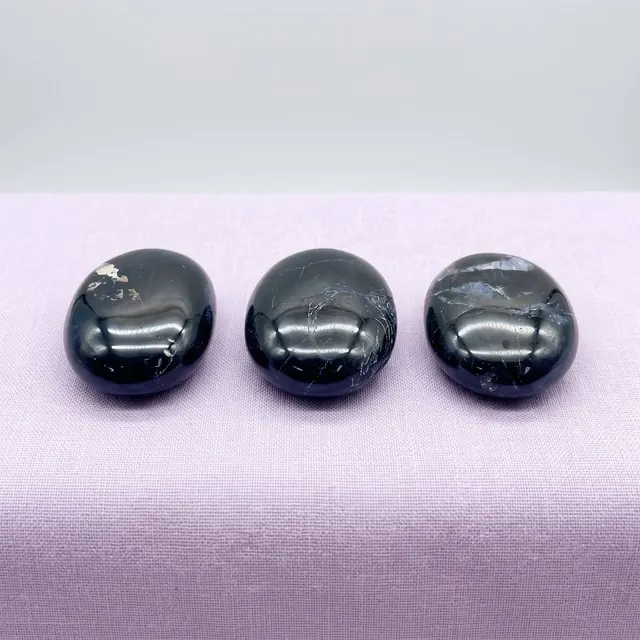 Black tourmaline palm stones
