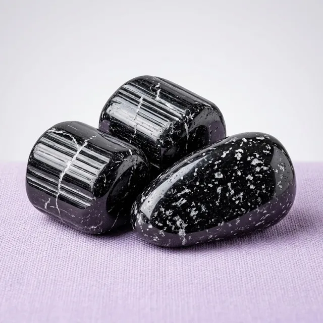 Black tourmaline tumbles