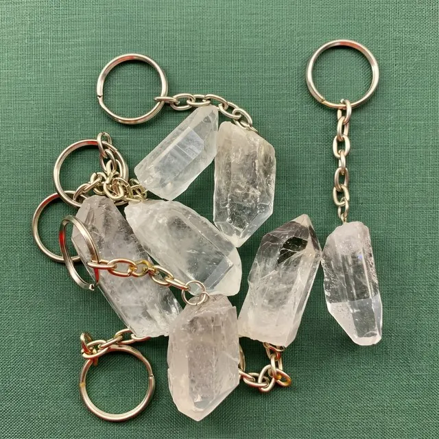 Clear quartz keychains