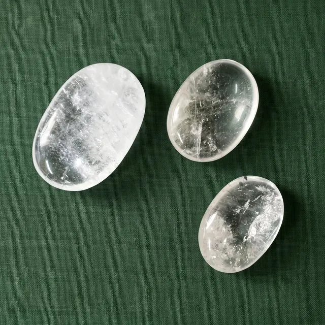 Clear quartz palm stones