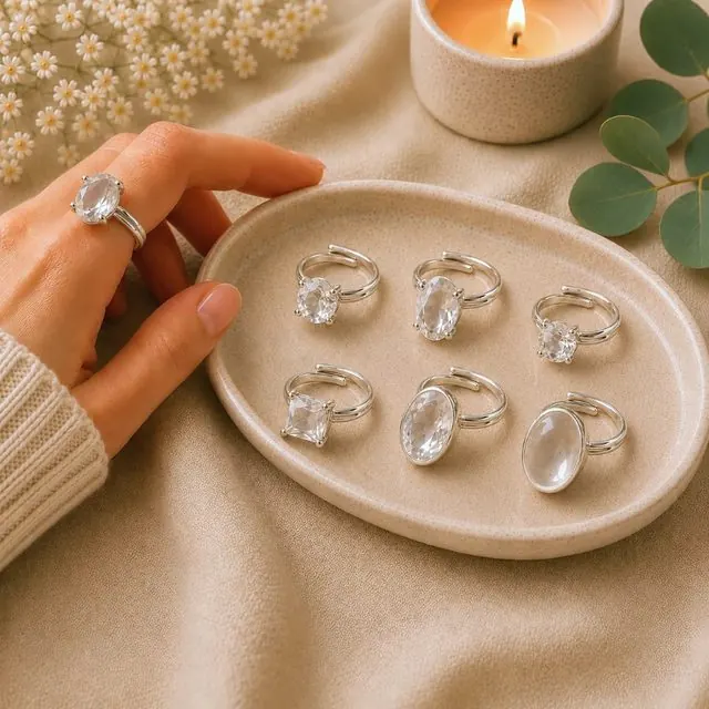 Clear quartz rings