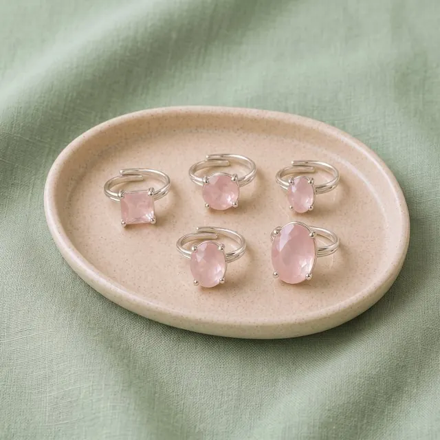 Rose quartz rings