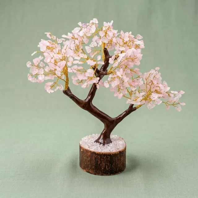 Rose quartz crystal trees
