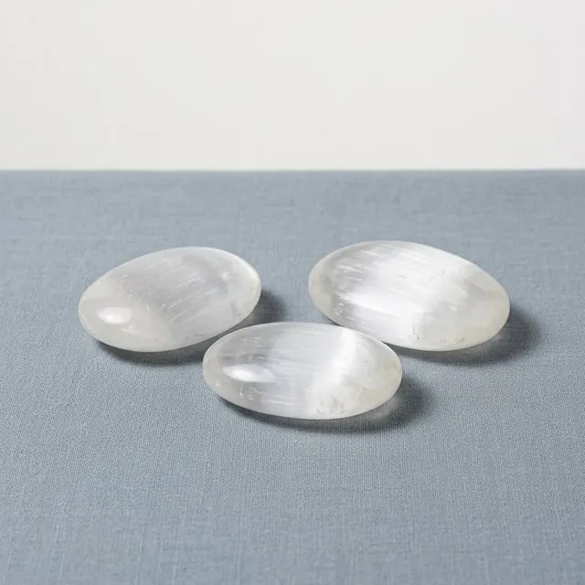 Selenite palm stones